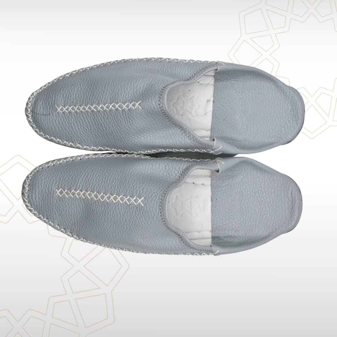 3 Babouche Grise Élégante en Cuir Véritable – Confort et Finesse Artisanale (41-46) - Image 3
