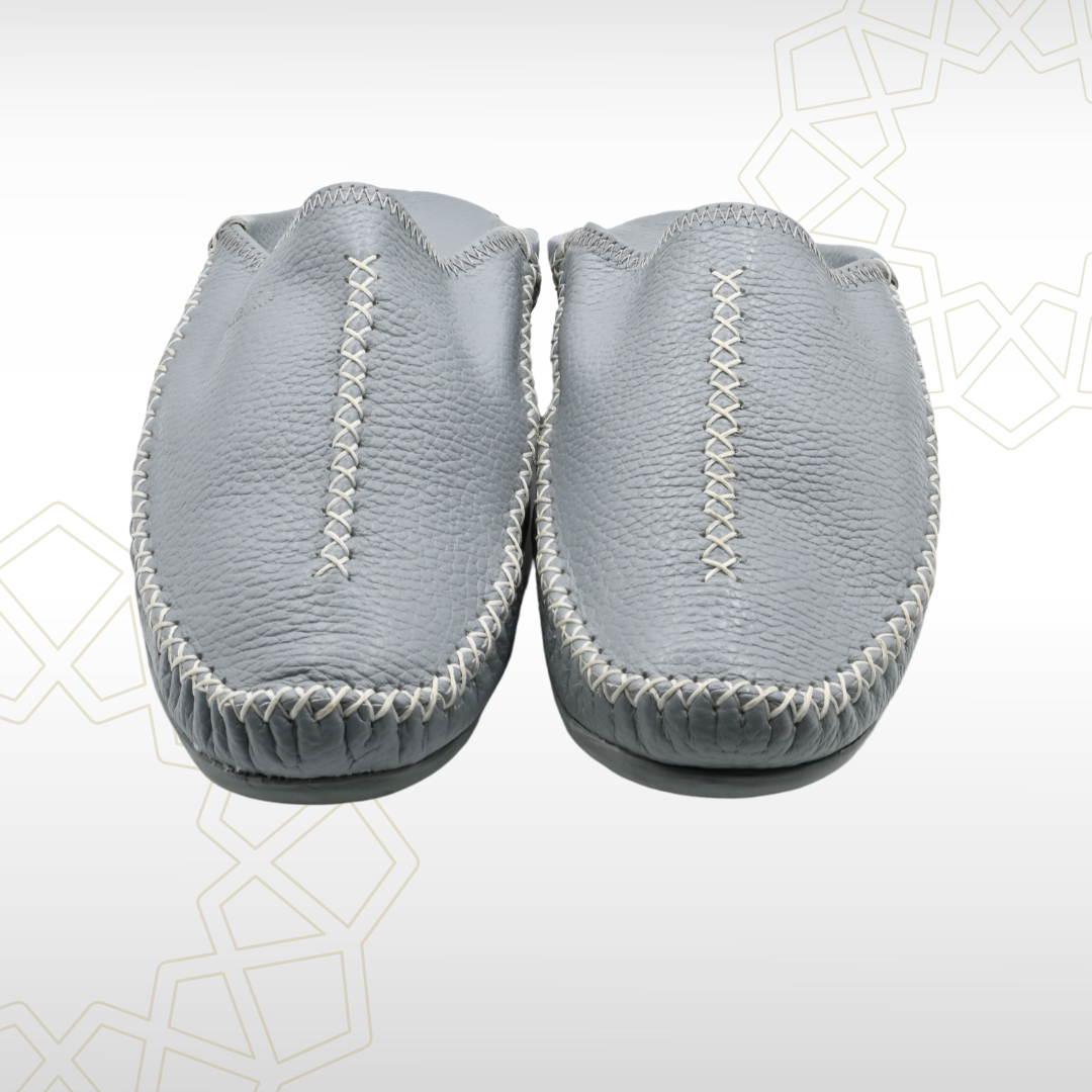 4 Babouche Grise Élégante en Cuir Véritable – Confort et Finesse Artisanale (41-46) - Image 4